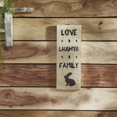 Love Laughter Family Wood Sign - 14.5x5.5" - Primitive Star Quilt Shop