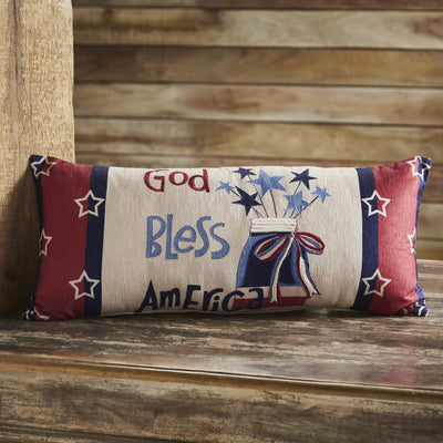God Bless America Mason Jar Stars Pillow 12x28" - Primitive Star Quilt Shop