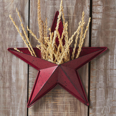 12" Speckled Cranberry Barn Star with Pocket - Primitive Star Quilt Shop