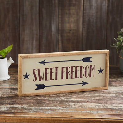Sweet Freedom Wood Sign - 7x16" - Primitive Star Quilt Shop