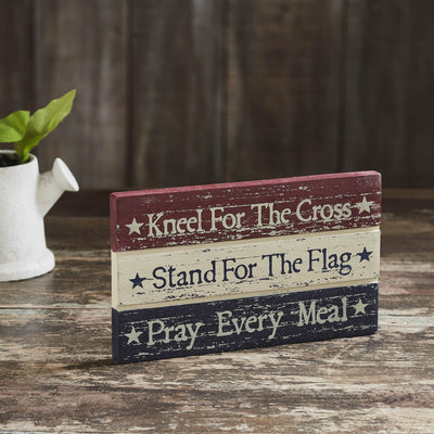 Kneel Stand Pray Wood Sign - 5.25x9" - Primitive Star Quilt Shop
