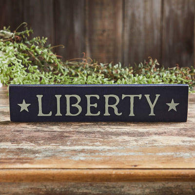 Navy Liberty Wood Sign - 3x14" - Primitive Star Quilt Shop