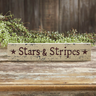 Stars and Stripes Wood Sign - 2.75x13" - Primitive Star Quilt Shop