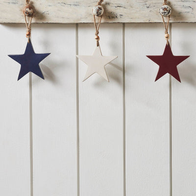 Americana Wooden Star Ornaments - Set of 3 - Primitive Star Quilt Shop