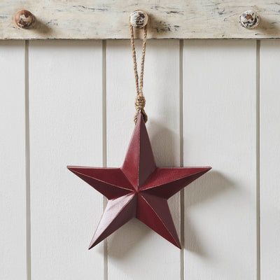 Red Wooden Star Ornament - Primitive Star Quilt Shop