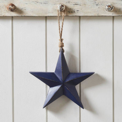 Navy Wooden Star Ornament - Primitive Star Quilt Shop