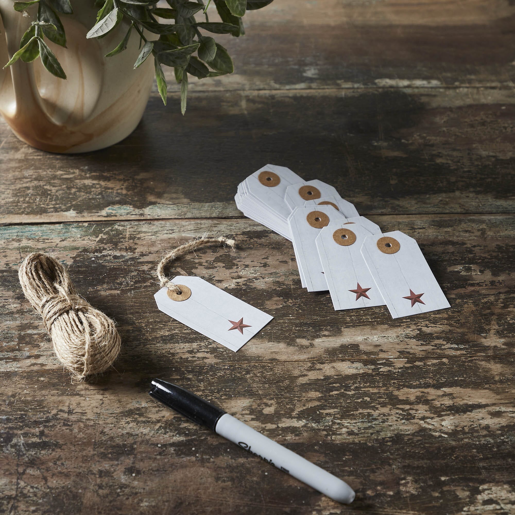 Farmhouse 2 3/4" Paper Tag Set of 50 - Red Barnstar