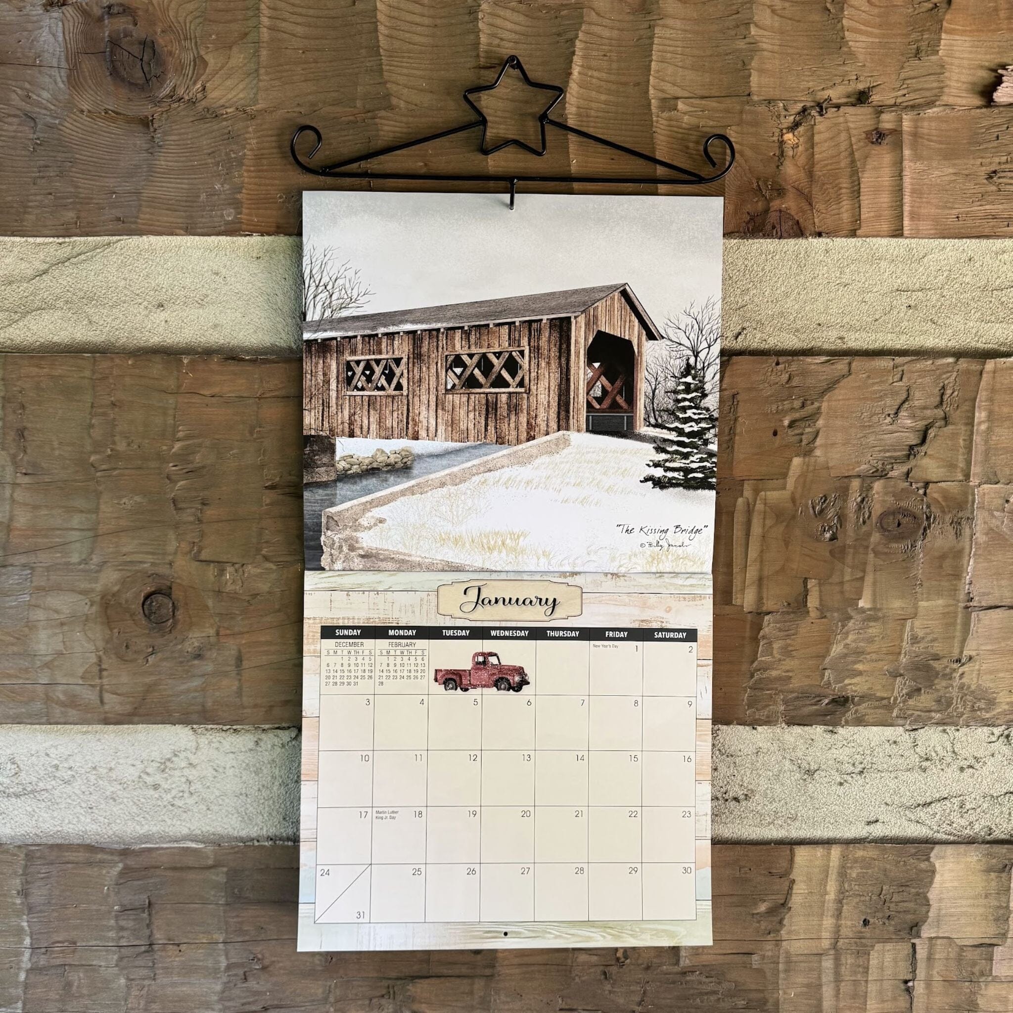 CWI Primitive Country Wall Calendar and Hanger Set - Billy Jacobs 2027
