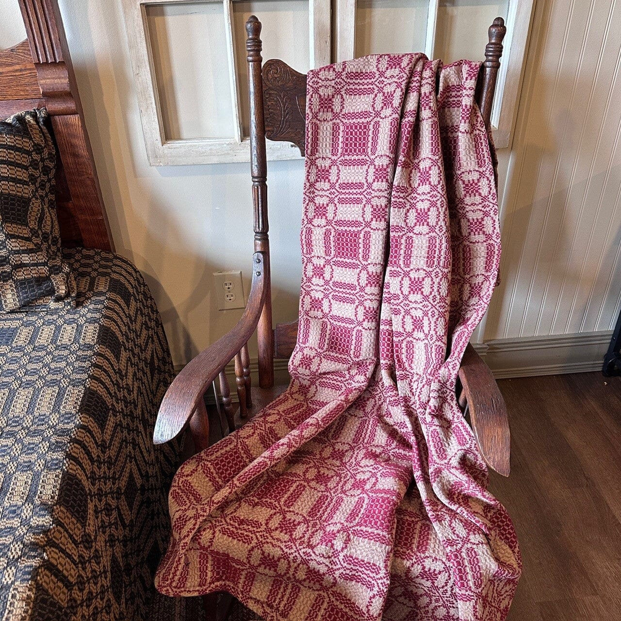 Pine Creek Cambridge Cranberry and Tan Woven Throw