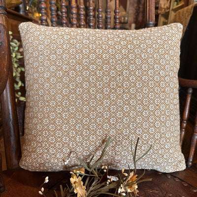 Cherry Blossom Mustard and Creme Woven Pillow 16" Filled - Primitive Star Quilt Shop