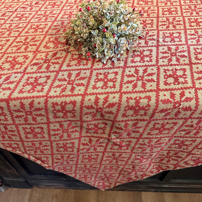 Christmas Rose Woven Table Cloth 52" - Primitive Star Quilt Shop