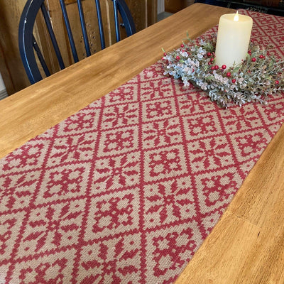 Christmas Rose Woven Table Runner 56" - Primitive Star Quilt Shop