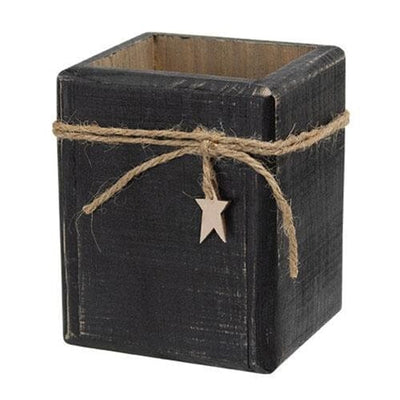 Black Wood Box with Star - Primitive Star Quilt Shop