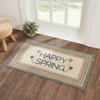 Kaila "Happy Spring" Rectangle Braided Rug 27x48" - with Pad - Primitive Star Quilt Shop