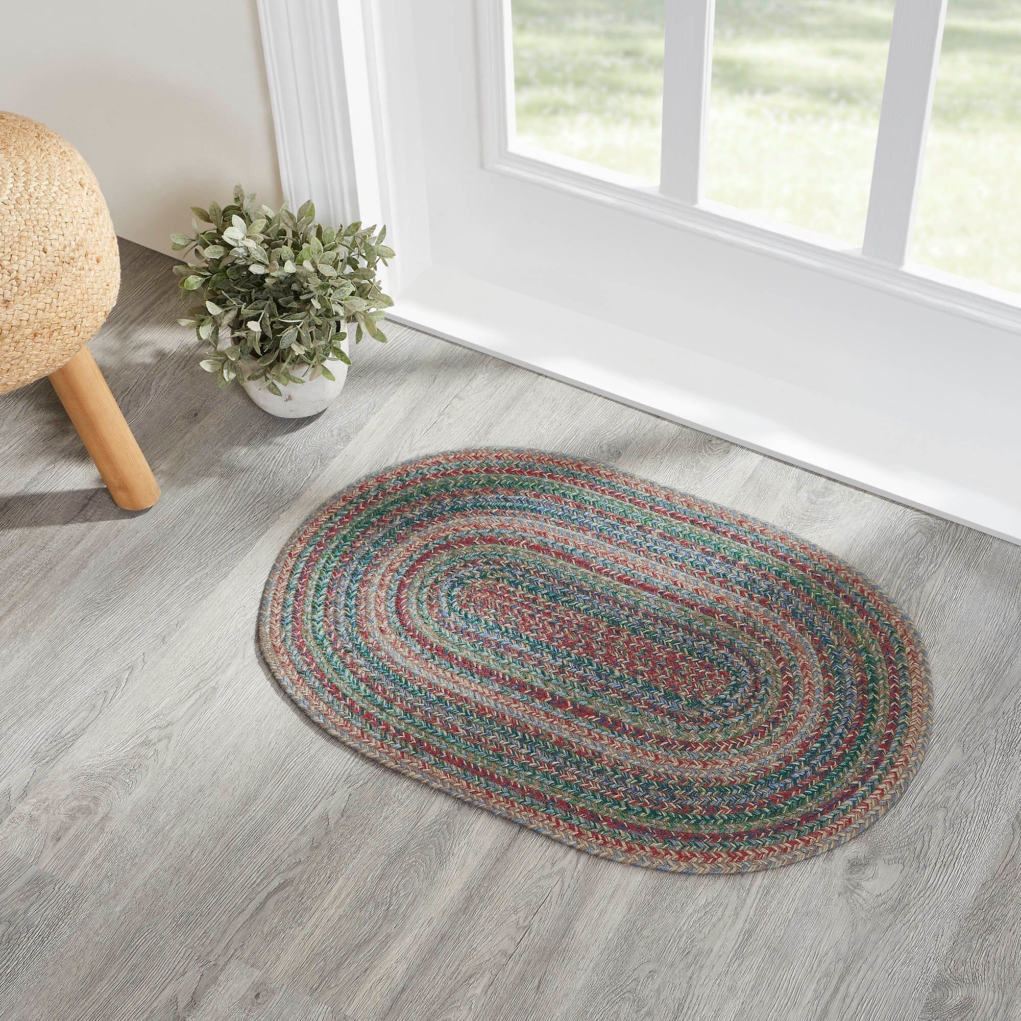 Multi Oval Braided Rug 20x30 - with Pad