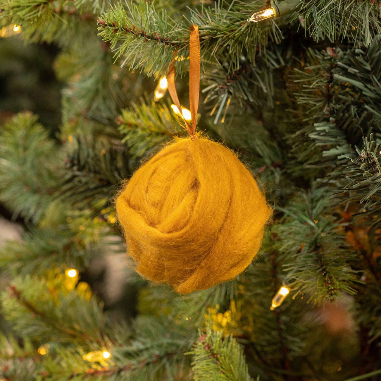 Mustard Yarn Ball Ornament 3"