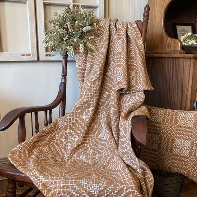 Nantucket Mustard and Creme Woven Throw - Primitive Star Quilt Shop