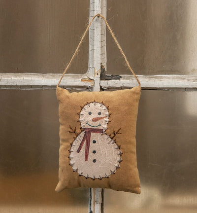 Primitive Snowman Pillow Ornament - Primitive Star Quilt Shop