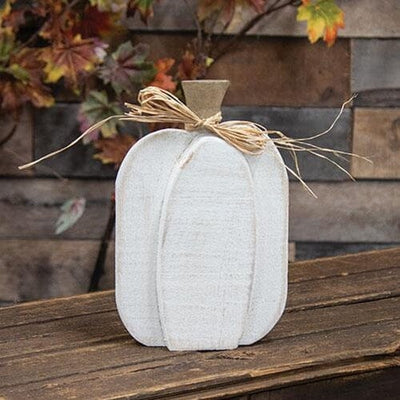 Rustic Wood Pumpkin Sitter - Medium White - Primitive Star Quilt Shop