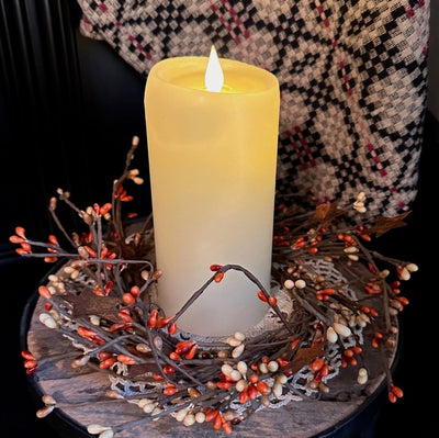 Flicker Flame Battery Timer Pillar Candle - Ivory 6" - Primitive Star Quilt Shop