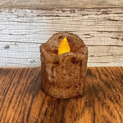 Mini Dripped Battery Timer Votive Candle - Burnt Ivory - Primitive Star Quilt Shop