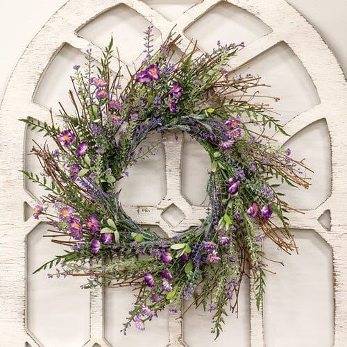 lavender flower wreath Lilac & Lavender Blossoms Twig Wreath