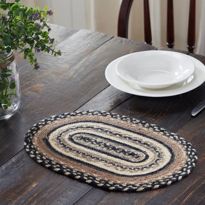 Sawyer Mill Charcoal Braided Oval Placemat 10x15" - Primitive Star Quilt Shop