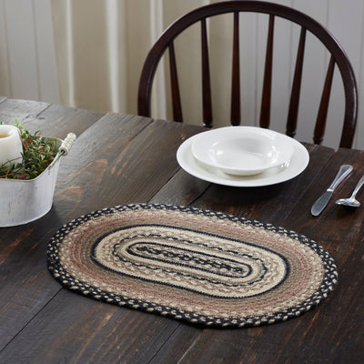 Sawyer Mill Charcoal Braided Oval Placemat 12x18" - Primitive Star Quilt Shop