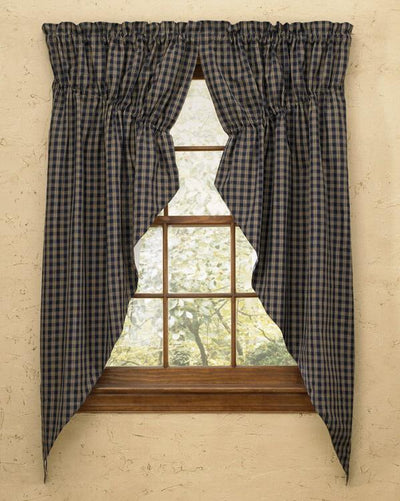Sturbridge Black Lined Prairie Curtains 63" - Primitive Star Quilt Shop