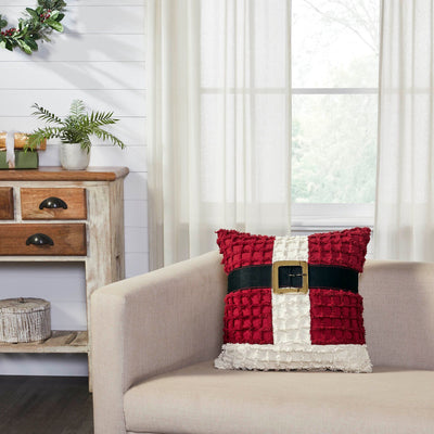 Kringle Chenille Santa Suit Pillow 18" - Primitive Star Quilt Shop