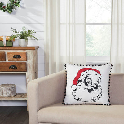 Annie Red Buffalo Check Vintage Santa Pillow 18" - Primitive Star Quilt Shop