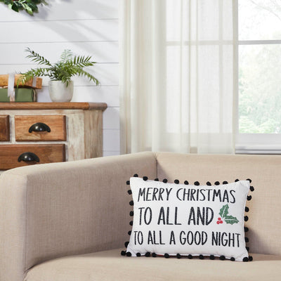 Annie Red Buffalo Check "To All A Good Night" Pillow 9.5x14" - Primitive Star Quilt Shop
