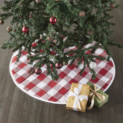 Annie Red Buffalo Check Tree Skirt 36" - Primitive Star Quilt Shop