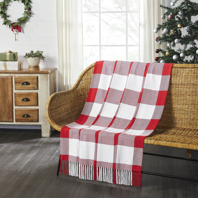 Annie Red Buffalo Check Woven Throw - Primitive Star Quilt Shop