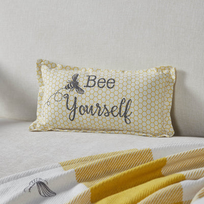 Buzzy Bees "Bee Yourself" Pillow 7x13" - Primitive Star Quilt Shop