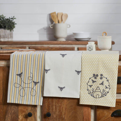 Buzzy Bees Tea Towels - Set of 3 - Primitive Star Quilt Shop