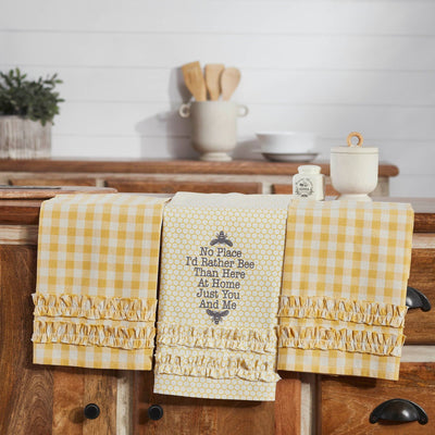 Buzzy Bees Ruffled Tea Towels - Set of 3 - Primitive Star Quilt Shop