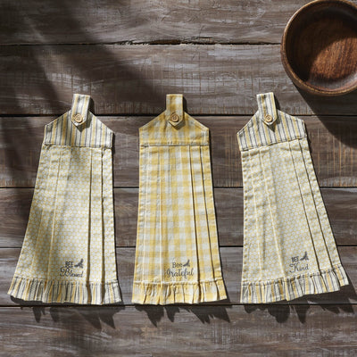Buzzy Bees Button Loop Tea Towels - Set of 3 - Primitive Star Quilt Shop
