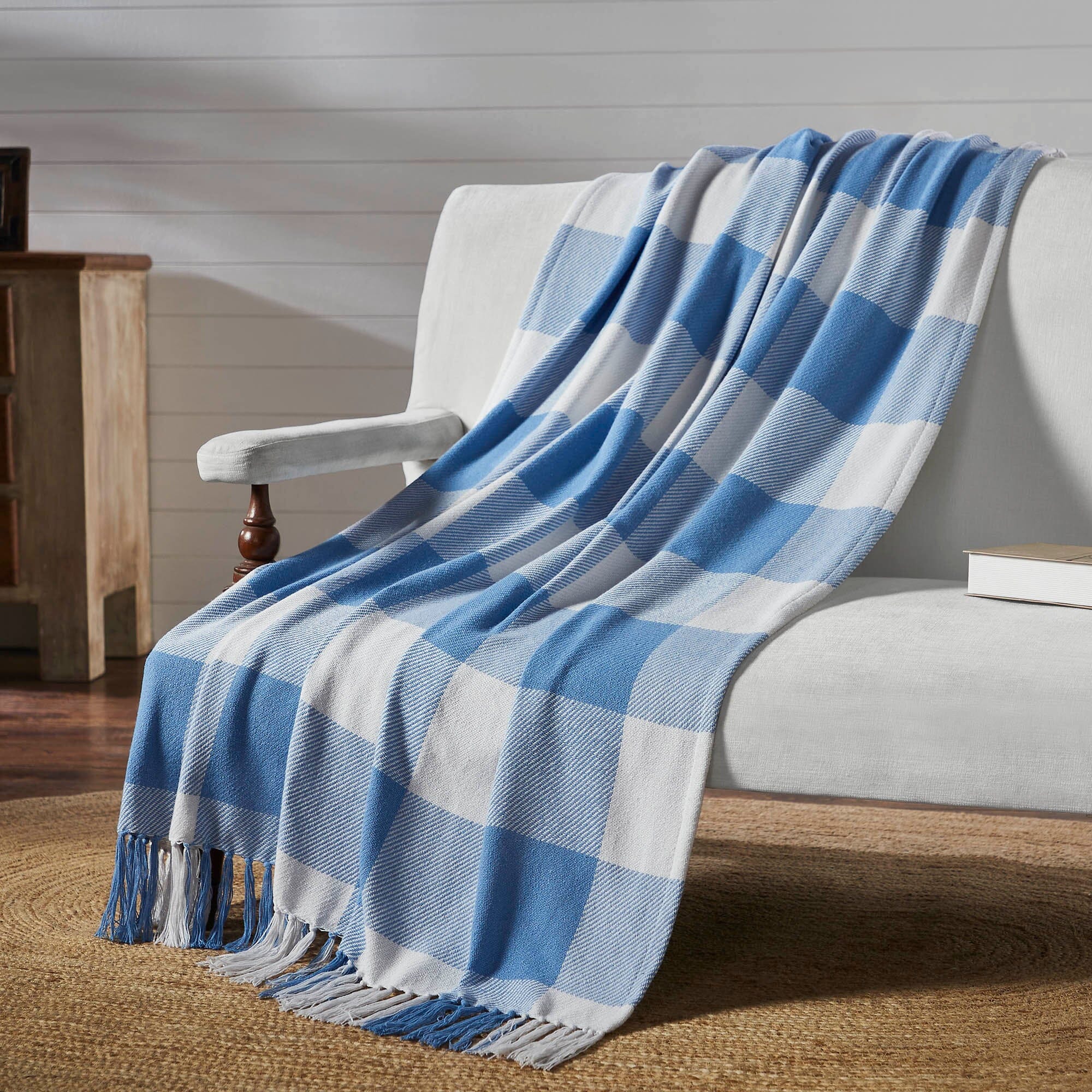 Annie Blue Buffalo Check Woven Throw - Main Image
