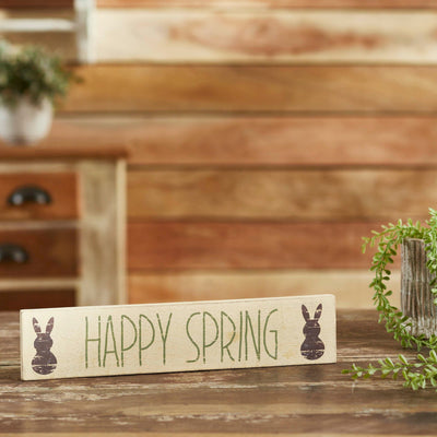 "Happy Spring" Wood Sign - 3x14" - Primitive Star Quilt Shop