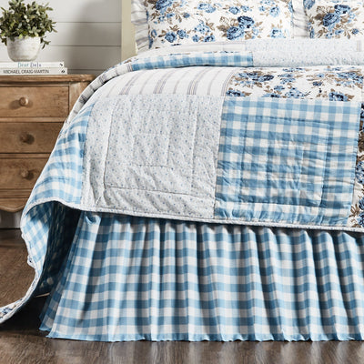 Annie Blue Buffalo Check Bed Skirt - Primitive Star Quilt Shop