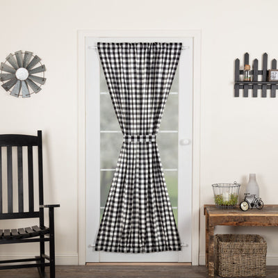 Annie Buffalo Black Check Lined Door Panel Curtain 72" - Primitive Star Quilt Shop