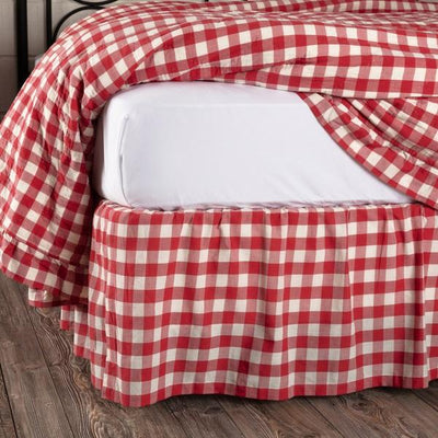 Annie Red Buffalo Check Bed Skirt - Primitive Star Quilt Shop