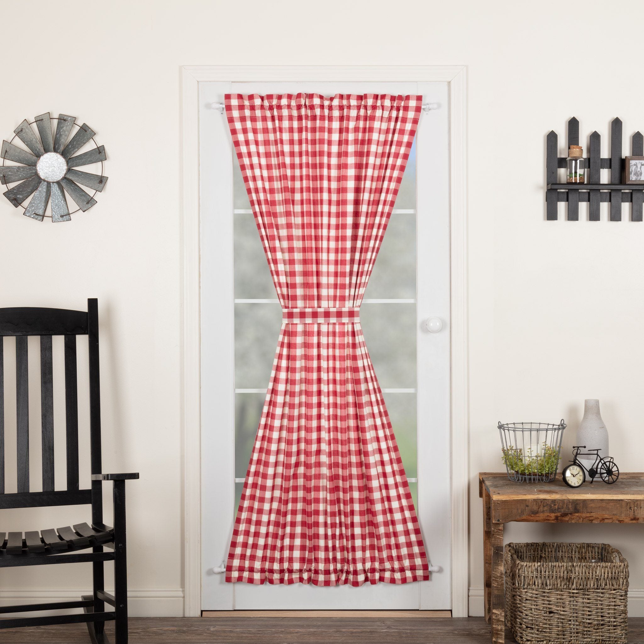 Annie Buffalo Red Check Lined Door Panel Curtain 72