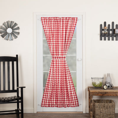 Annie Buffalo Red Check Lined Door Panel Curtain 72" - Primitive Star Quilt Shop