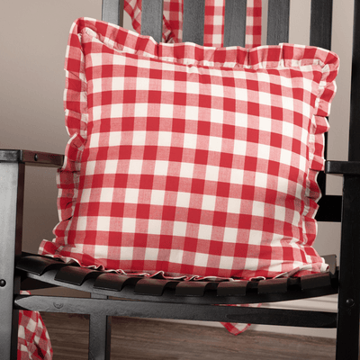 Annie Red Buffalo Check Fabric Pillow 18" Filled - Primitive Star Quilt Shop