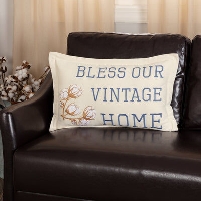 Ashmont Bless Our Vintage Home Pillow 14x22" - Primitive Star Quilt Shop