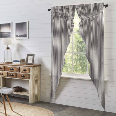 Ashmont Ticking Stripe Lined Long Prairie Curtains 84" - Primitive Star Quilt Shop