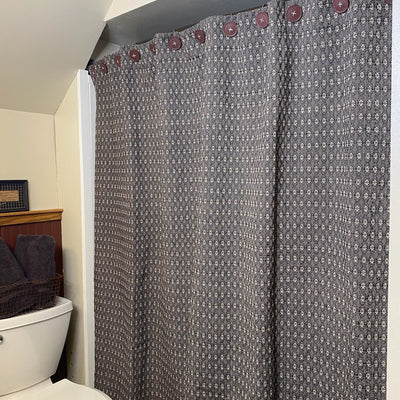 Packsville Rose Black and Linen Woven Shower Curtain - Primitive Star Quilt Shop