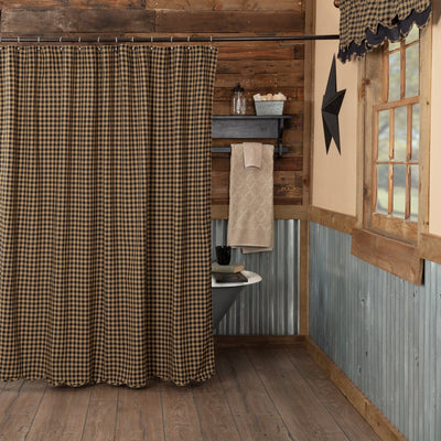 Black Check Scalloped Shower Curtain - Primitive Star Quilt Shop